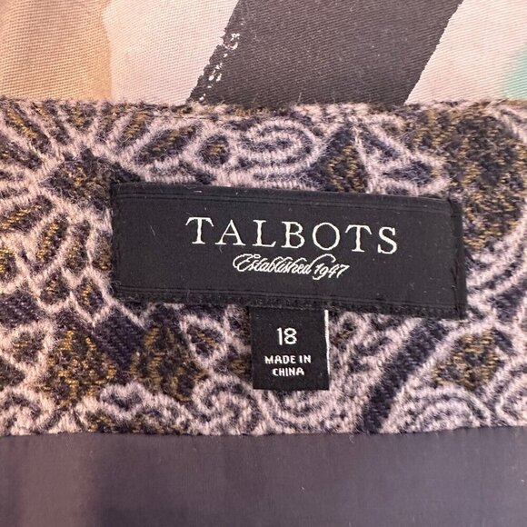 Talbots Skirt Womens Sz 18 Medallion Print A Line Midi Zip Wool‎ Blend Preppy - Picture 7 of 10